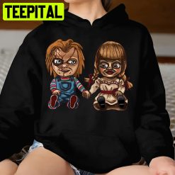 Anniversaire Chucky N Annabelle Old Birthday In Love Retro Annabelle Cool Halloween Shirt