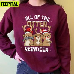 Baby Otters Reindeer Cute Christmas Stocking Unisex Sweatshirt