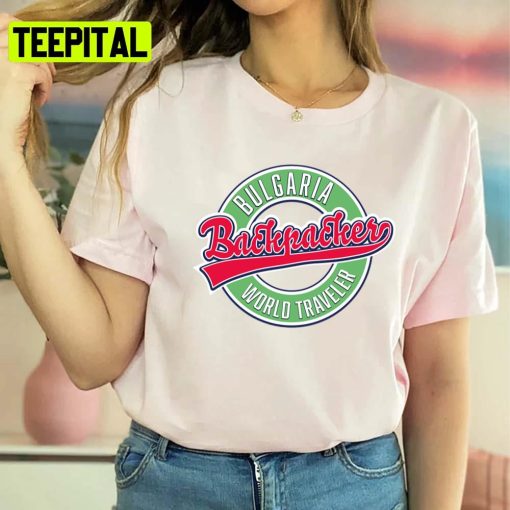 Backpacker World Traveler Retro Logo Bulgaria Unisex T-Shirt