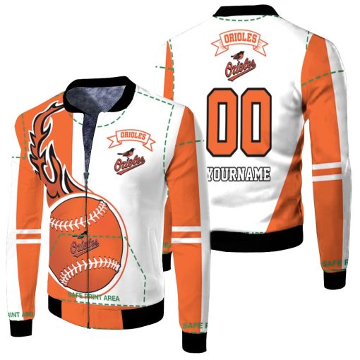 Baltimore Orioles 3d Personalized Fleece Bomber Jacket