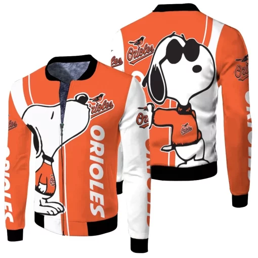 Baltimore Orioles Snoopy Lover 3d Printed Fleece Bomber Jacket