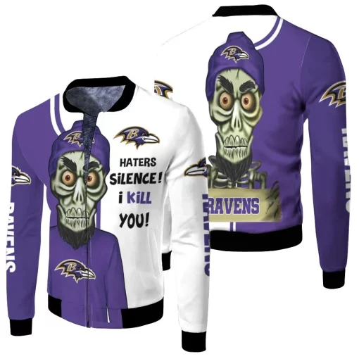 Baltimore Ravens Haters I Kill You 3d Fleece Bomber Jacket