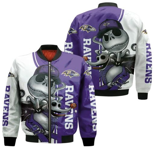 Baltimore Ravens Jack Skellington And Zero Bomber Jacket