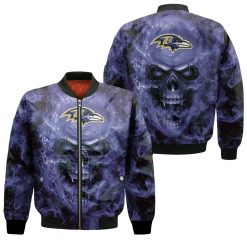 Baltimore Ravens Nfl Fans Skull Bomber Jacket