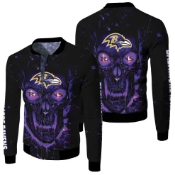 Baltimore Ravens Nfl Skull For Fan 3d Jersey Fleece Bomber Jacket