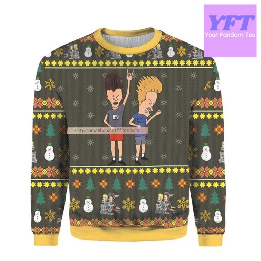 Beavis Butthead Xmas Rock 3d Ugly Christmas Sweater