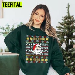 Bitcoin Christmas Ho Ho Hold Knit Pattern Ugly Unisex Sweatshirt