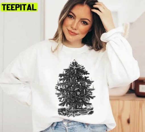 Black Art Christmas Tree With Ornaments And Toys Unisex Sweatshirt