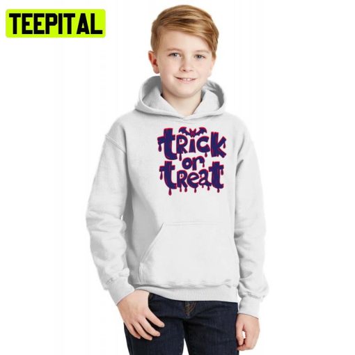 Black Bat Trick Or Treat Halloween Illustration Hoodie