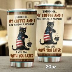 Black Cat And Coffee Stainless Steel Cup