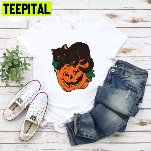 Black Cat Pumpkin Trending Unisex Shirt