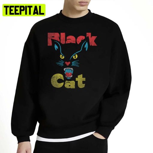 Black Cat Retro Halloween Graphic Unisex Sweatshirt