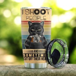 Black Cat Shoot People Photography Stainless Steel Cup