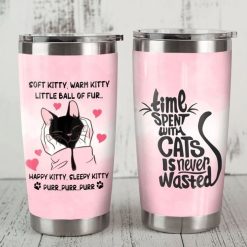 Black Cat Time Spent With Cats Never Wasted Stainless Steel Cup
