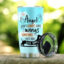 Black Dachshund Angel Stainless Steel Cup