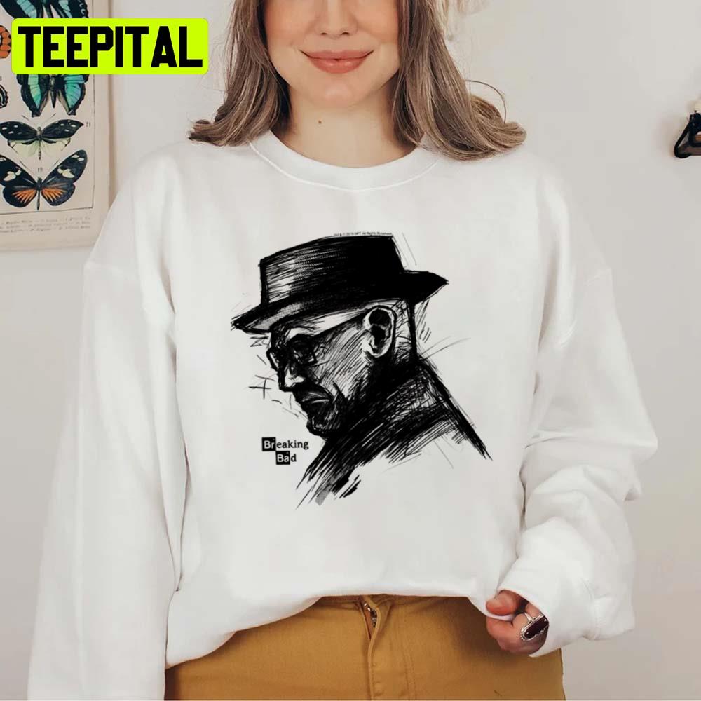 Black Heisenberg Walter White Sketch Breaking Bad Unisex T-Shirt