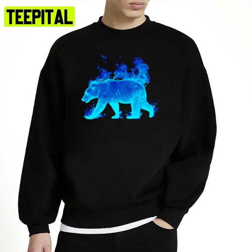 Blue Art Bear On Fire Unisex Sweatshirt