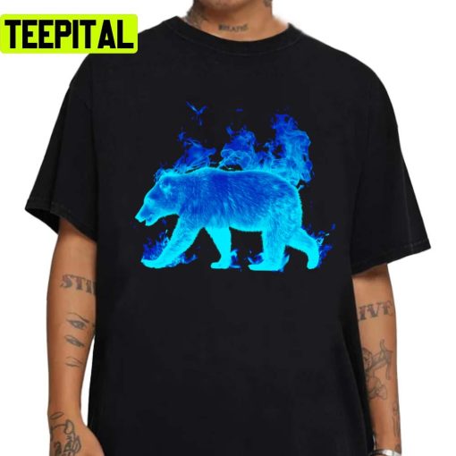 Blue Art Bear On Fire Unisex Sweatshirt