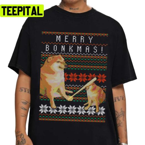 Bonkmas Cheems Doge Christmas Ugly Unisex Sweatshirt