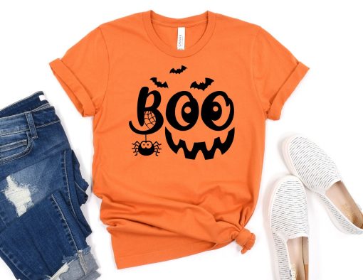 Boo Face Funny Spooky Pumpkin Halloween Unisex T-Shirt