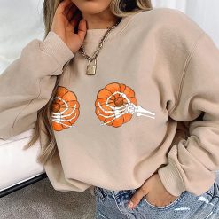 Boobs Skeleton Funny Fall Pumpkin Halloween Unisex Sweatshirt