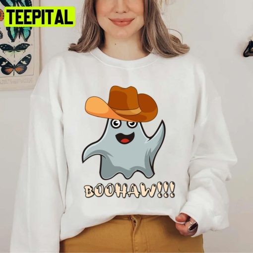 Boohaw Funny Halloween Ghost Cowboy Cowgirl Unisex Sweatshirt