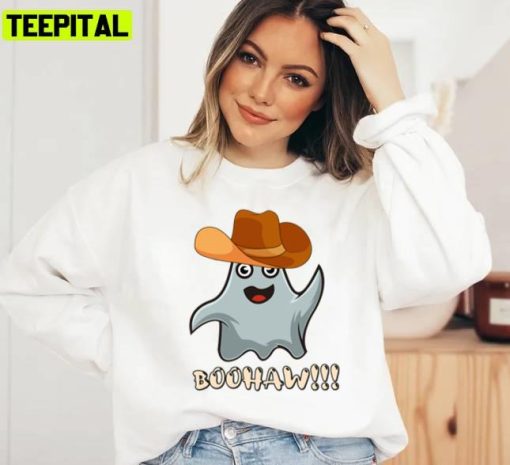 Boohaw Funny Halloween Ghost Cowboy Cowgirl Unisex Sweatshirt