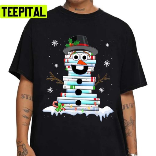 Book Stack Librarian Book Christmas Snowman Unisex Sweatshirt