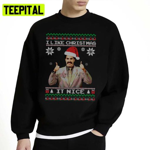 Borat Funny Christmas It Nice Knit Pattern Ugly Unisex Sweatshirt