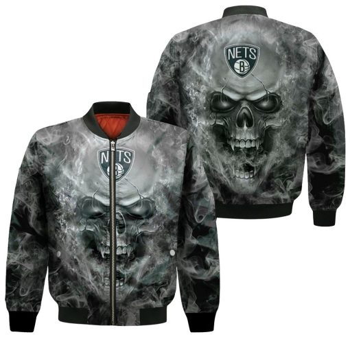 Brooklyn Nets Nba Fans Skull Bomber Jacket