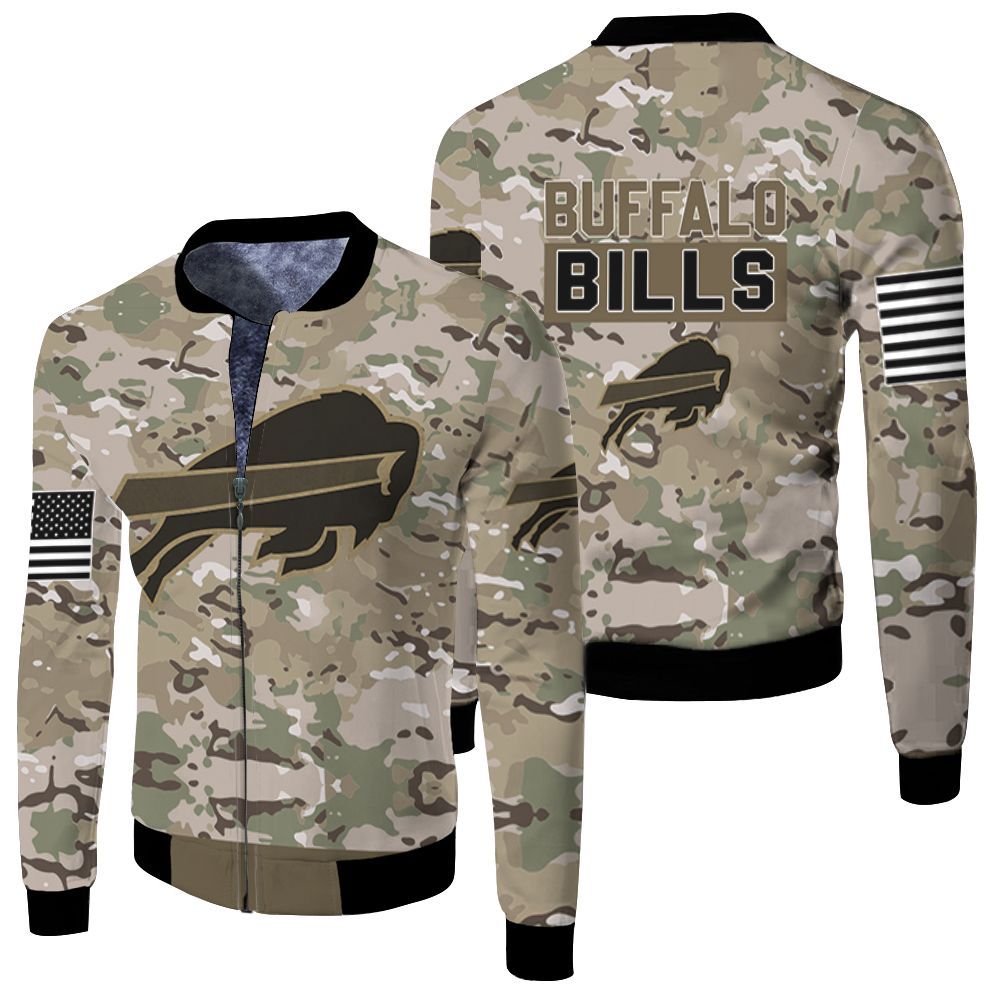 Buffalo Bills Camo Pattern 3d Jersey Fleece Bomber Jacket