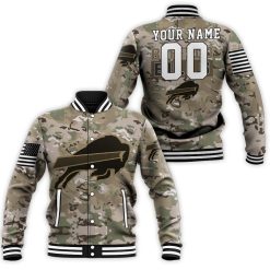 Buffalo Bills Camo Pattern 3d Personalized Baseball Jacket