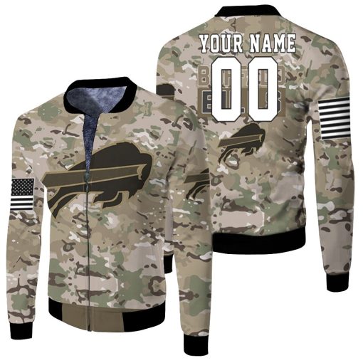 Buffalo Bills Camo Pattern 3d Personalized Fleece Bomber Jacket