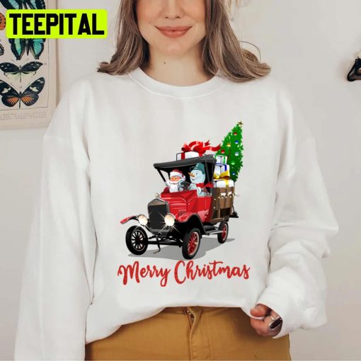 Buffalo Truck Santa Claus And Snowman Merry Christmas Unisex Sweatshirt