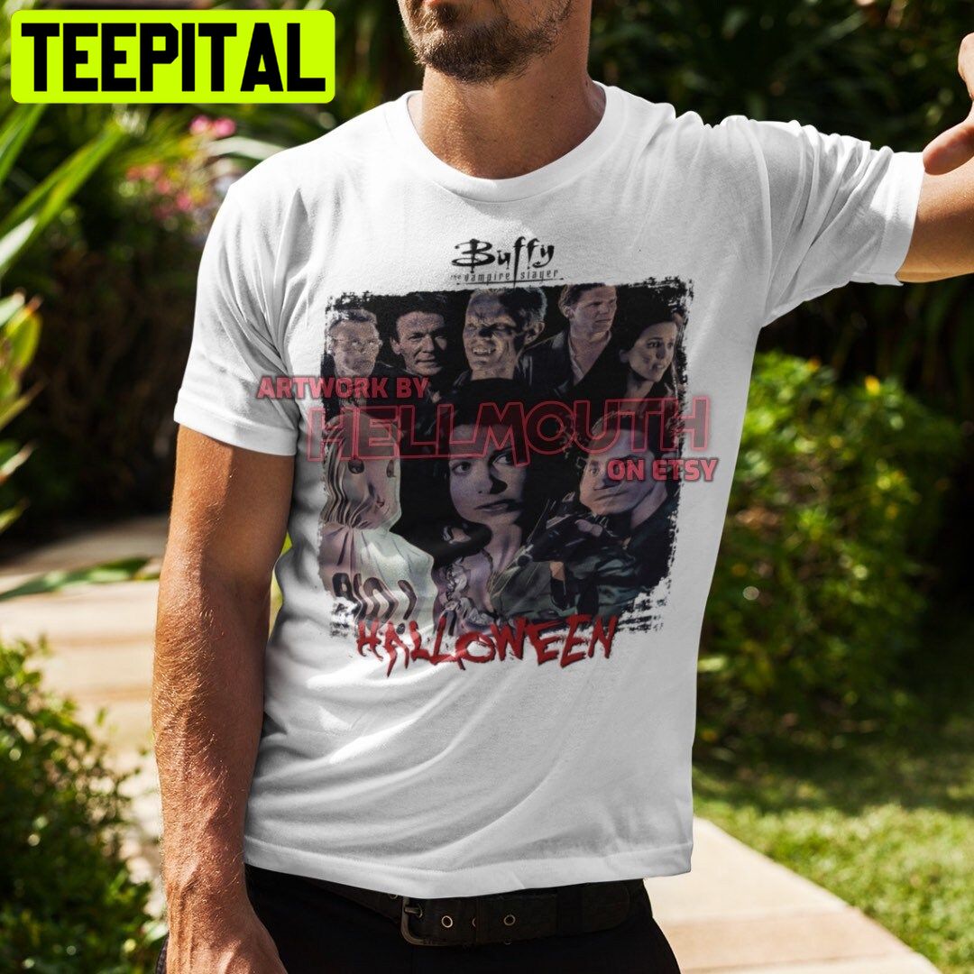 Buffy The Vampire Slayer Cast Buffy Willow Xander Giles Spike Angel Halloween Trending Unsiex T-Shirt