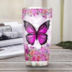 Butterfly Flowers Stainless Steel Cup