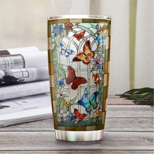 Butterfly Stained Glass Stainless Steel Cup