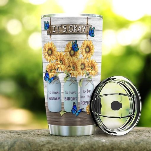 Butterfly Sunflower Motivation Stainless Steel Cup