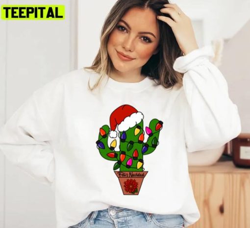 Cactus Wearing Red Santa Hat Christmas Unisex Sweatshirt