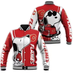 Calgary Flames Snoopy Lover 3d Printed Baseball Jacket