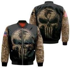 Camouflage Skull Atlanta Falcons American Flag Bomber Jacket