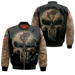 Camouflage Skull Buffalo Bills American Flag Bomber Jacket