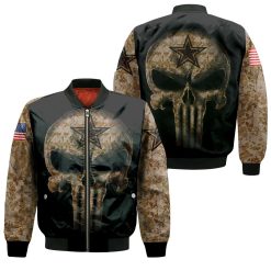 Camouflage Skull Dallas Cowboys American Flag Bomber Jacket