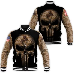 Camouflage Skull Kansas City Royals American Flag Baseball Jacket