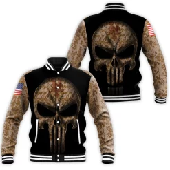 Camouflage Skull New York Mets American Flag Baseball Jacket