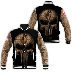 Camouflage Skull San Antonio Spurs American Flag Baseball Jacket