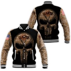 Camouflage Skull San Francisco Giants American Flag Baseball Jacket