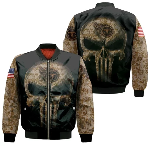 Camouflage Skull Tennessee Titans American Flag Bomber Jacket