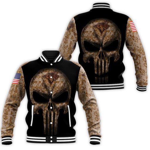 Camouflage Skull Toronto Blue Jays American Flag Baseball Jacket