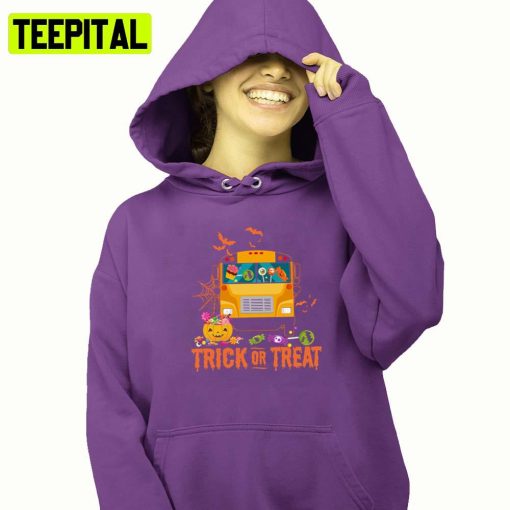 Camping Bus Trick Or Treat Halloween Illustration Hoodie